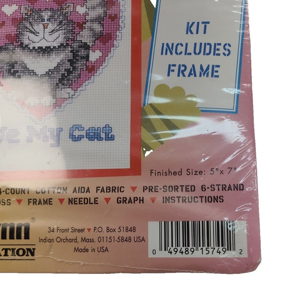Vtg 1996 Janlynn Cat-A'Tudes Live Me Love My Cat Cross Stitch Kit 1996 - Picture 6 of 6